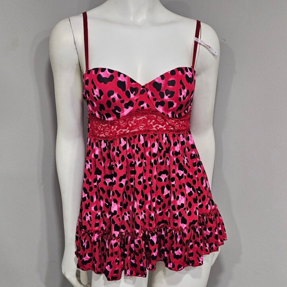 Leopard Print Babydoll Chemise Lingerie